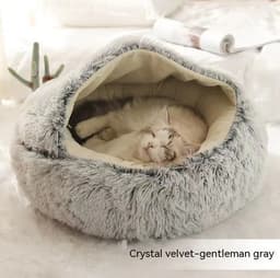 image-2 In 1 Dog And Cat Bed Pet Winter Bed Round Plush Warm Bed House Soft Long Plush Pets Bed