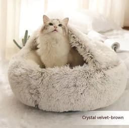 image-2 In 1 Dog And Cat Bed Pet Winter Bed Round Plush Warm Bed House Soft Long Plush Pets Bed