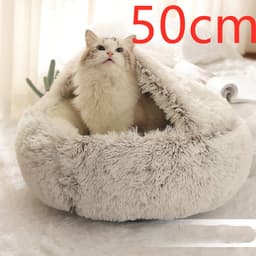 image-2 In 1 Dog And Cat Bed Pet Winter Bed Round Plush Warm Bed House Soft Long Plush Pets Bed