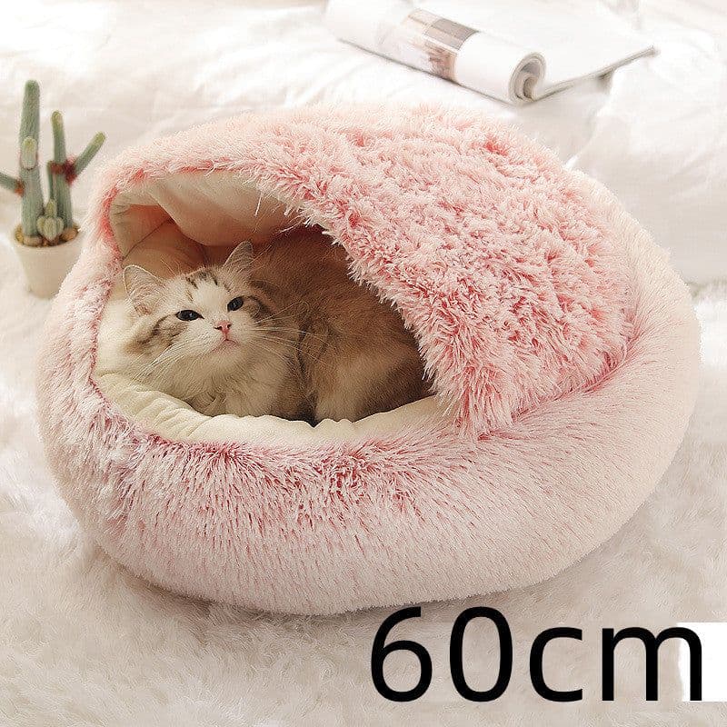 image-2 In 1 Dog And Cat Bed Pet Winter Bed Round Plush Warm Bed House Soft Long Plush Pets Bed