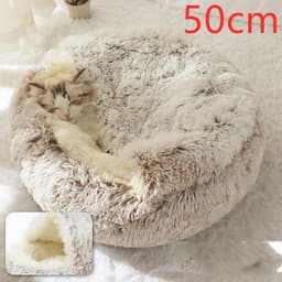 image-2 In 1 Dog And Cat Bed Pet Winter Bed Round Plush Warm Bed House Soft Long Plush Pets Bed