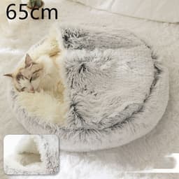 image-2 In 1 Dog And Cat Bed Pet Winter Bed Round Plush Warm Bed House Soft Long Plush Pets Bed