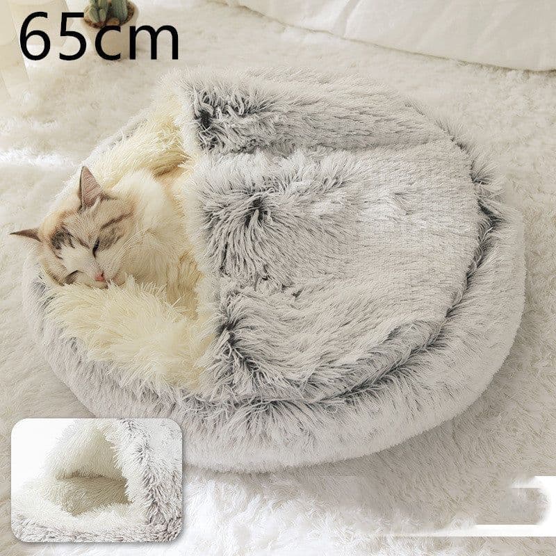 image-2 In 1 Dog And Cat Bed Pet Winter Bed Round Plush Warm Bed House Soft Long Plush Pets Bed