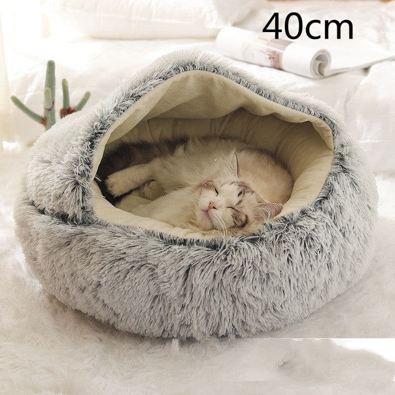 image-2 In 1 Dog And Cat Bed Pet Winter Bed Round Plush Warm Bed House Soft Long Plush Pets Bed