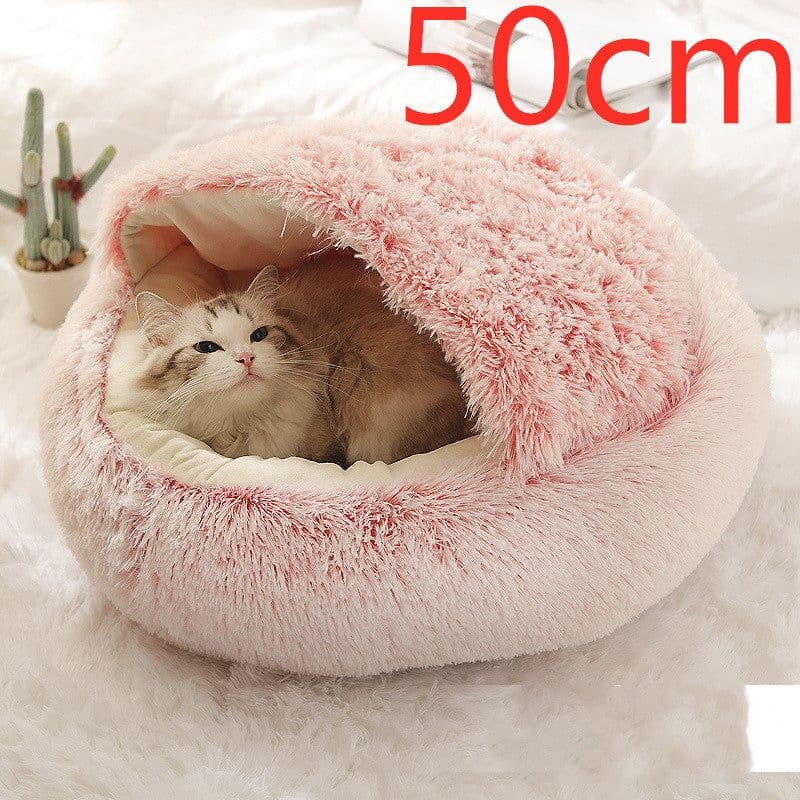 image-2 In 1 Dog And Cat Bed Pet Winter Bed Round Plush Warm Bed House Soft Long Plush Pets Bed