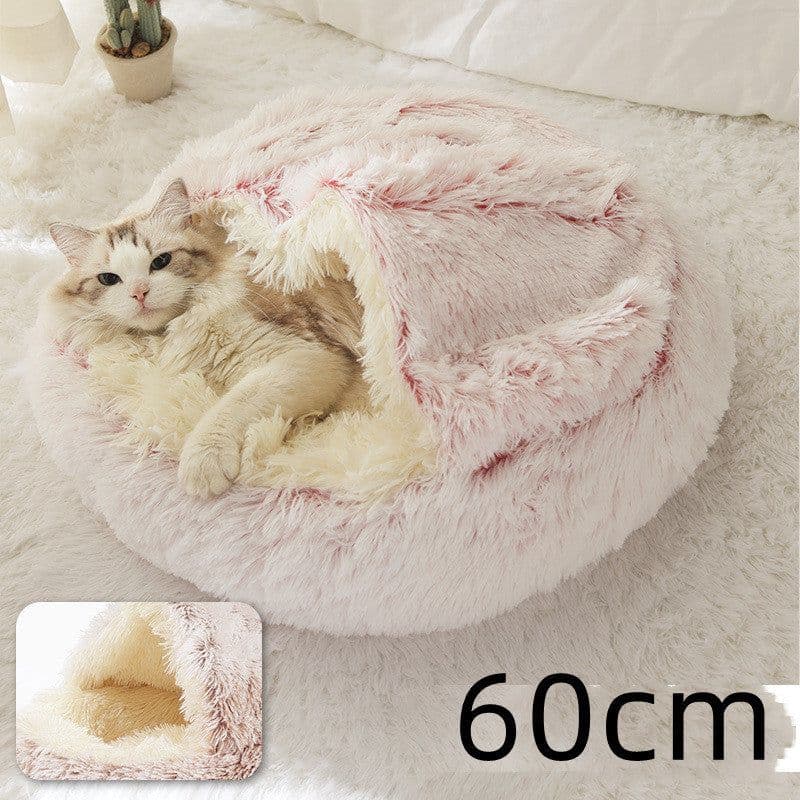 image-2 In 1 Dog And Cat Bed Pet Winter Bed Round Plush Warm Bed House Soft Long Plush Pets Bed