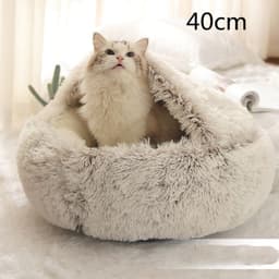 image-2 In 1 Dog And Cat Bed Pet Winter Bed Round Plush Warm Bed House Soft Long Plush Pets Bed