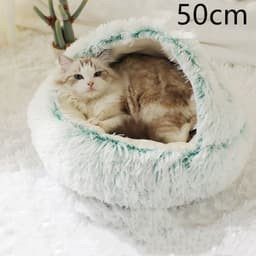 image-2 In 1 Dog And Cat Bed Pet Winter Bed Round Plush Warm Bed House Soft Long Plush Pets Bed