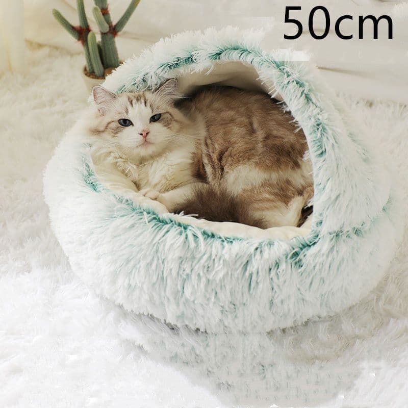 image-2 In 1 Dog And Cat Bed Pet Winter Bed Round Plush Warm Bed House Soft Long Plush Pets Bed