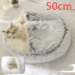 image-2 In 1 Dog And Cat Bed Pet Winter Bed Round Plush Warm Bed House Soft Long Plush Pets Bed
