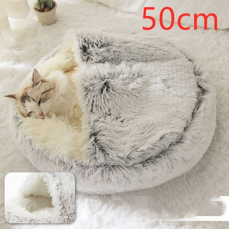 image-2 In 1 Dog And Cat Bed Pet Winter Bed Round Plush Warm Bed House Soft Long Plush Pets Bed