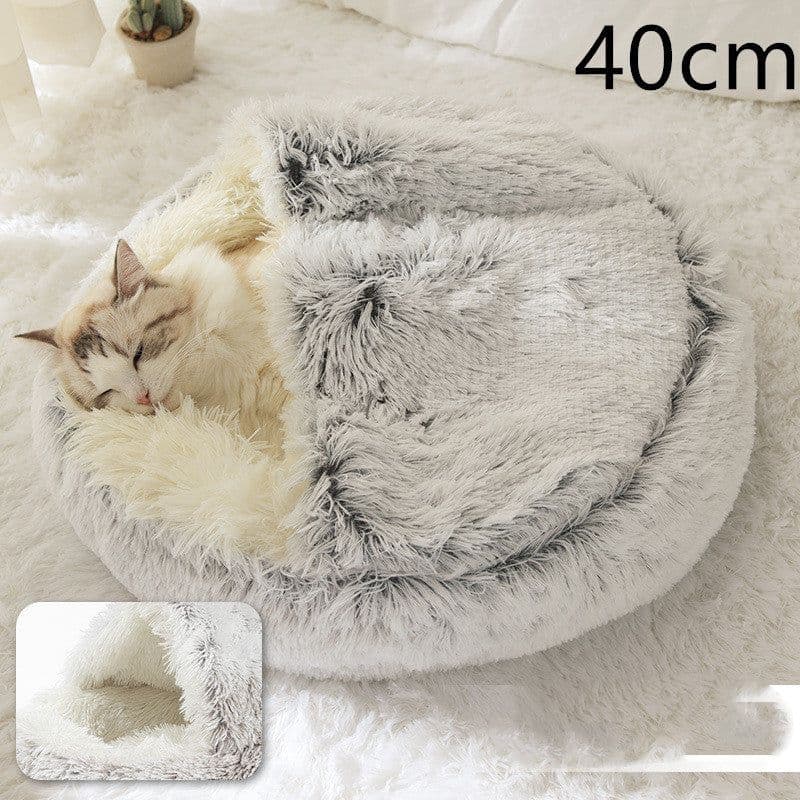 image-2 In 1 Dog And Cat Bed Pet Winter Bed Round Plush Warm Bed House Soft Long Plush Pets Bed