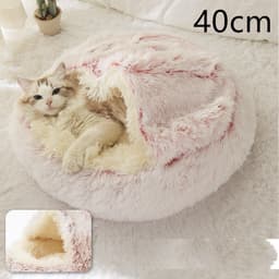 image-2 In 1 Dog And Cat Bed Pet Winter Bed Round Plush Warm Bed House Soft Long Plush Pets Bed
