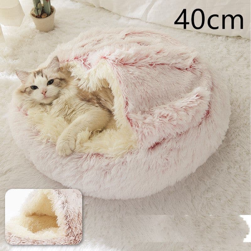 image-2 In 1 Dog And Cat Bed Pet Winter Bed Round Plush Warm Bed House Soft Long Plush Pets Bed