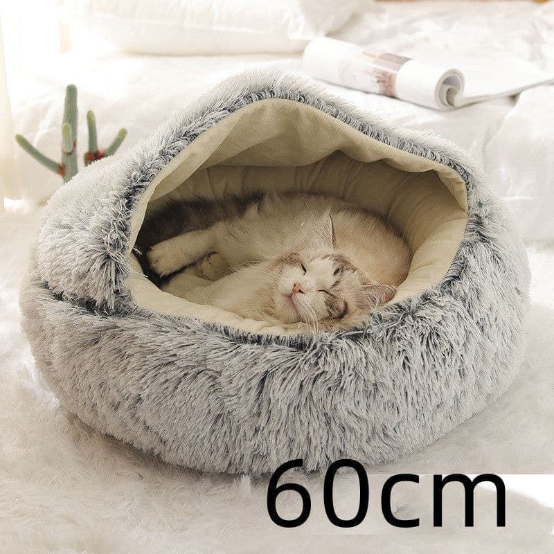 image-2 In 1 Dog And Cat Bed Pet Winter Bed Round Plush Warm Bed House Soft Long Plush Pets Bed