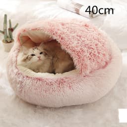 image-2 In 1 Dog And Cat Bed Pet Winter Bed Round Plush Warm Bed House Soft Long Plush Pets Bed