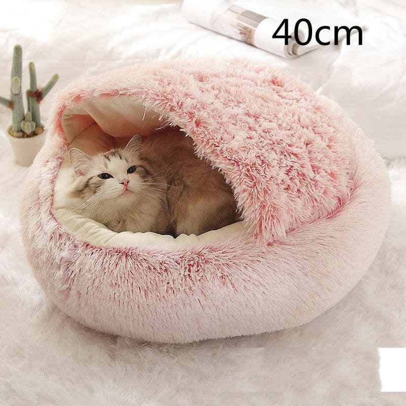 image-2 In 1 Dog And Cat Bed Pet Winter Bed Round Plush Warm Bed House Soft Long Plush Pets Bed