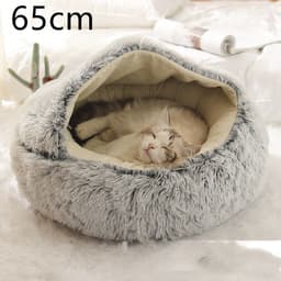 image-2 In 1 Dog And Cat Bed Pet Winter Bed Round Plush Warm Bed House Soft Long Plush Pets Bed