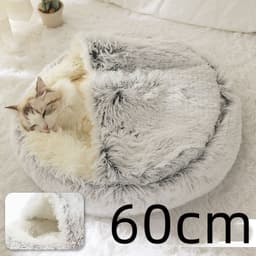 image-2 In 1 Dog And Cat Bed Pet Winter Bed Round Plush Warm Bed House Soft Long Plush Pets Bed