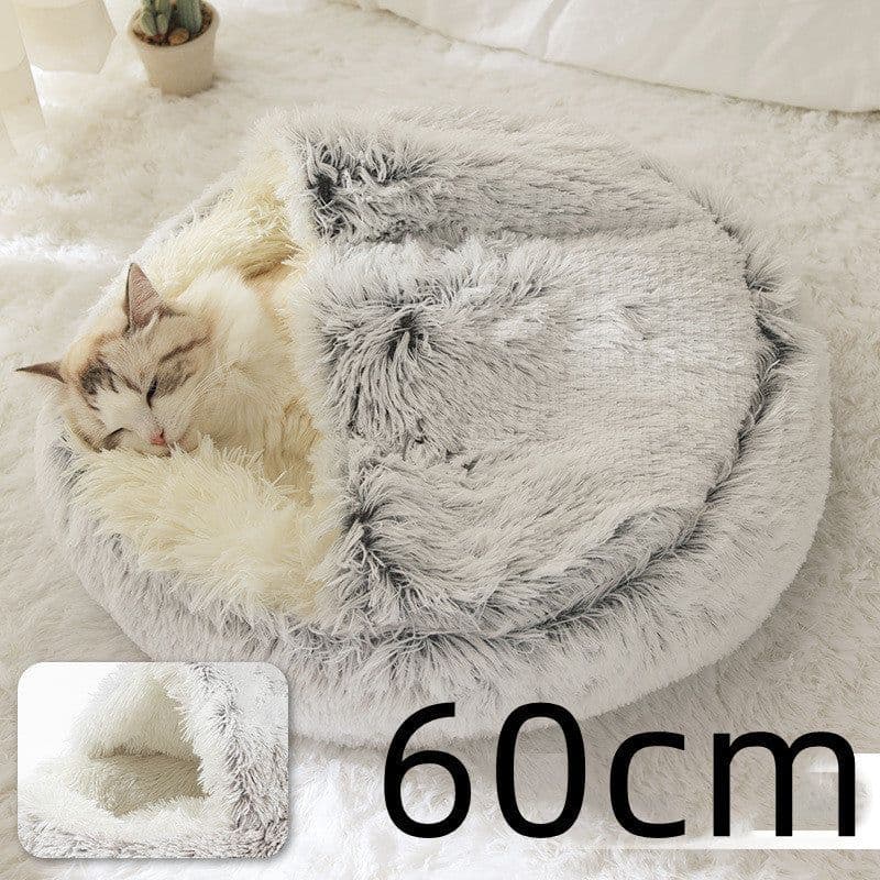 image-2 In 1 Dog And Cat Bed Pet Winter Bed Round Plush Warm Bed House Soft Long Plush Pets Bed