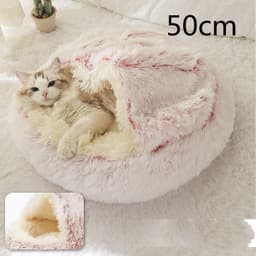 image-2 In 1 Dog And Cat Bed Pet Winter Bed Round Plush Warm Bed House Soft Long Plush Pets Bed