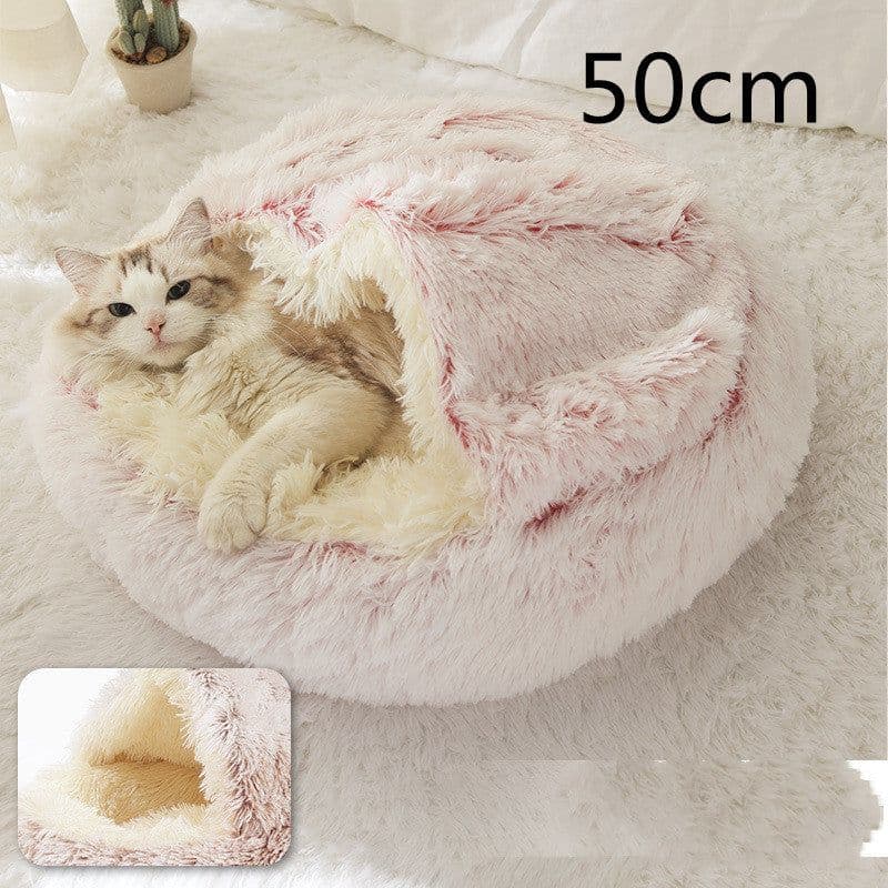 image-2 In 1 Dog And Cat Bed Pet Winter Bed Round Plush Warm Bed House Soft Long Plush Pets Bed