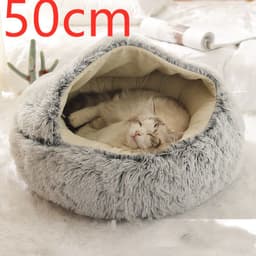 image-2 In 1 Dog And Cat Bed Pet Winter Bed Round Plush Warm Bed House Soft Long Plush Pets Bed