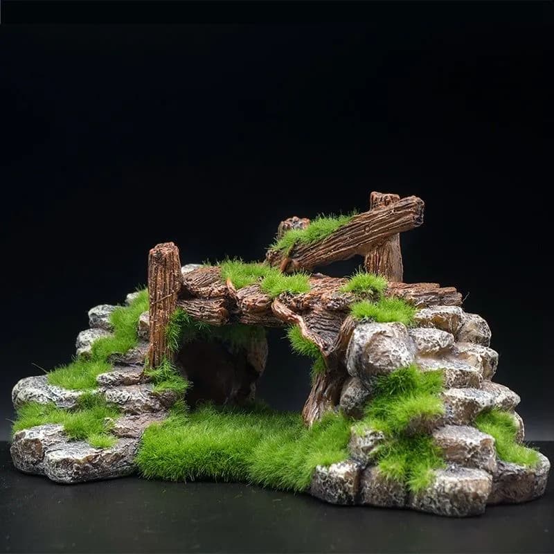 image-Flocking resin aquarium made of landscape stone decoration