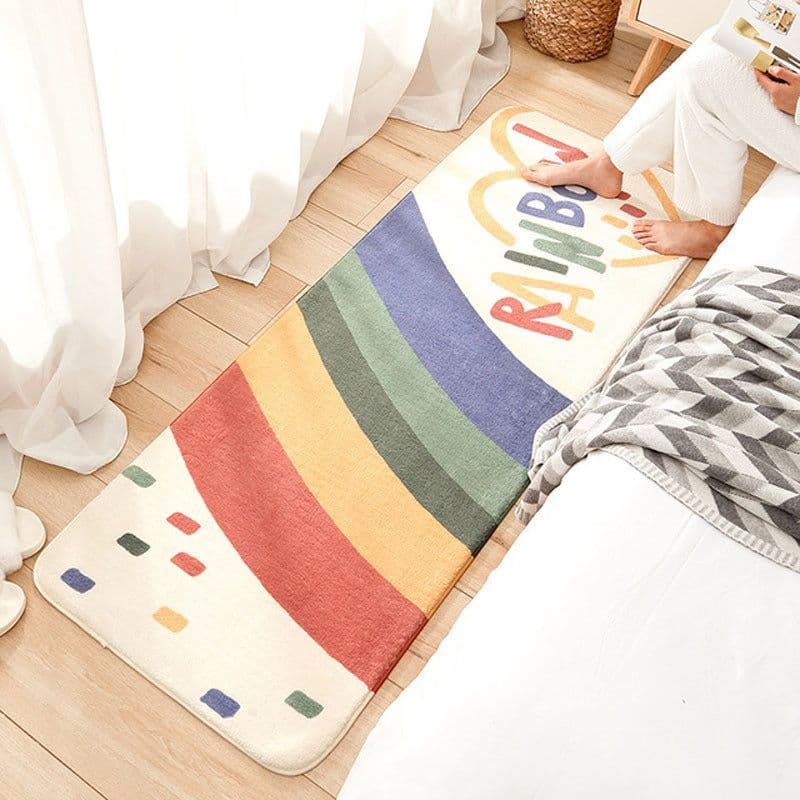 image-Cute Cartoon Carpet Soft Anti-slip Living Room Carpets Home Decoration Rainbow Printed Kids Room Rugs Entrance Doormat