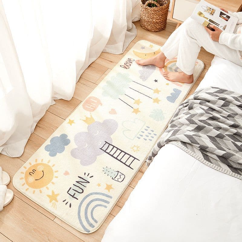 image-Cute Cartoon Carpet Soft Anti-slip Living Room Carpets Home Decoration Rainbow Printed Kids Room Rugs Entrance Doormat