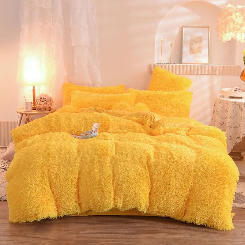 image-Luxury Thick Fleece Duvet Cover Queen King Winter Warm Bed Quilt Cover Pillowcase Fluffy Plush Shaggy Bedclothes Bedding Set Winter Body Keep Warm