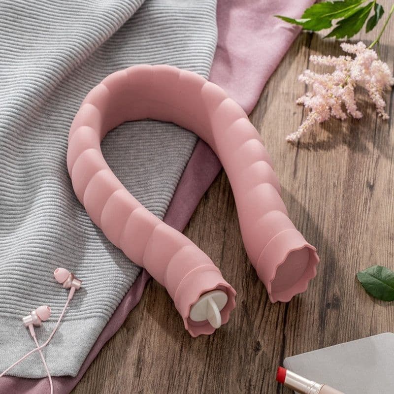 image-U-Shape Hot Water Bag Silicone Bottle Neck Hand Warmer Heater with Knitted Cover Water Storage Bags Keep Warm