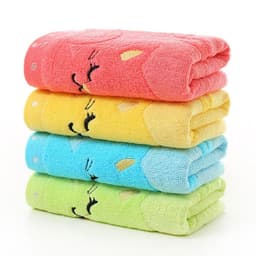image-Bamboo Fiber Children's Jacquard Embroidery Notes Cat Small Towel