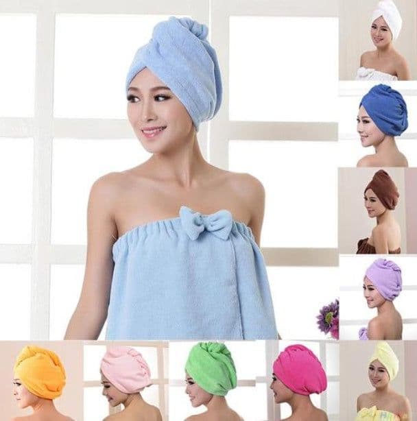 image-Women's Hair Dryer Cap, Absorbent Dry Hair Towel