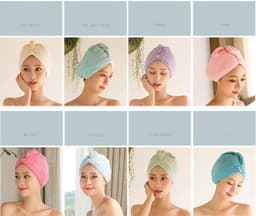 image-Women's Hair Dryer Cap, Absorbent Dry Hair Towel
