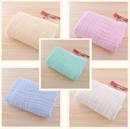 image-Infant color cotton quilt is covered with cotton six-layer pleated bubble yarn newborn plain blanket