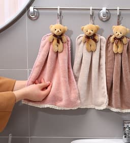 image-Coral velvet dish towel bathroom hanging absorbent towel