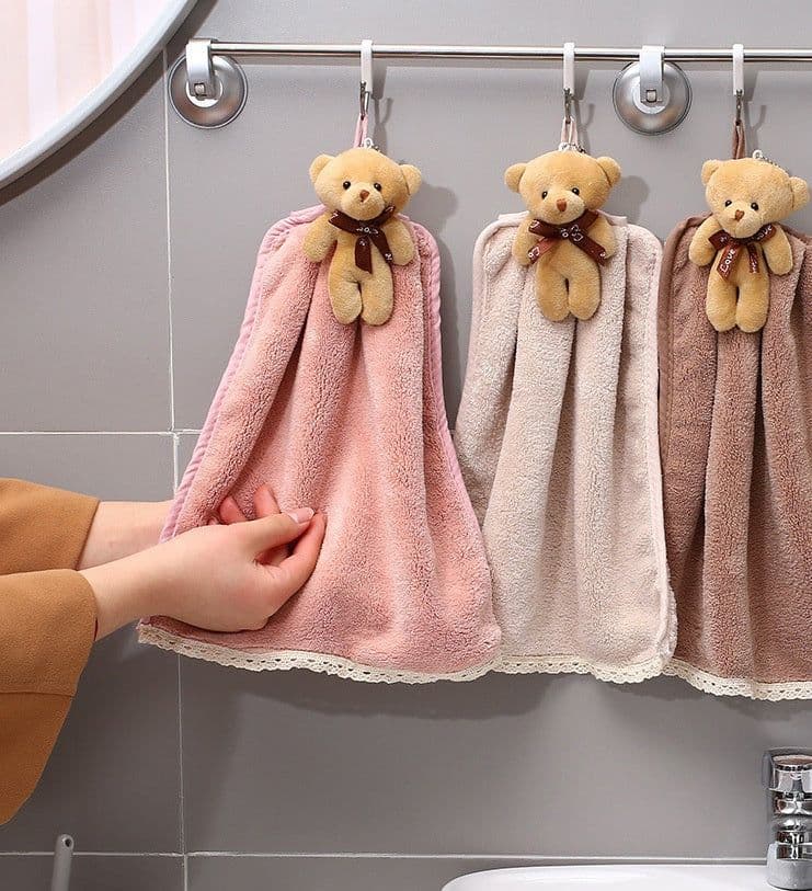 image-Coral velvet dish towel bathroom hanging absorbent towel