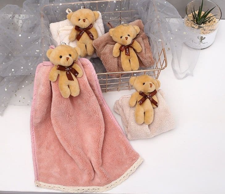 image-Coral velvet dish towel bathroom hanging absorbent towel
