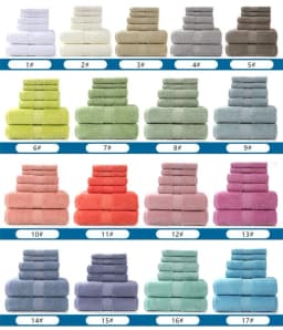 image-Cotton absorbent towel set of 3 pieces and 6 pieces