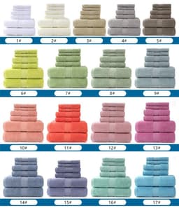 image-Cotton absorbent towel set of 3 pieces and 6 pieces