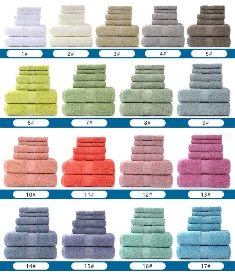 image-Cotton absorbent towel set of 3 pieces and 6 pieces