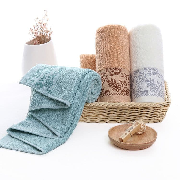 image-Wisteria flower cotton 32 ply jacquard absorbent towel