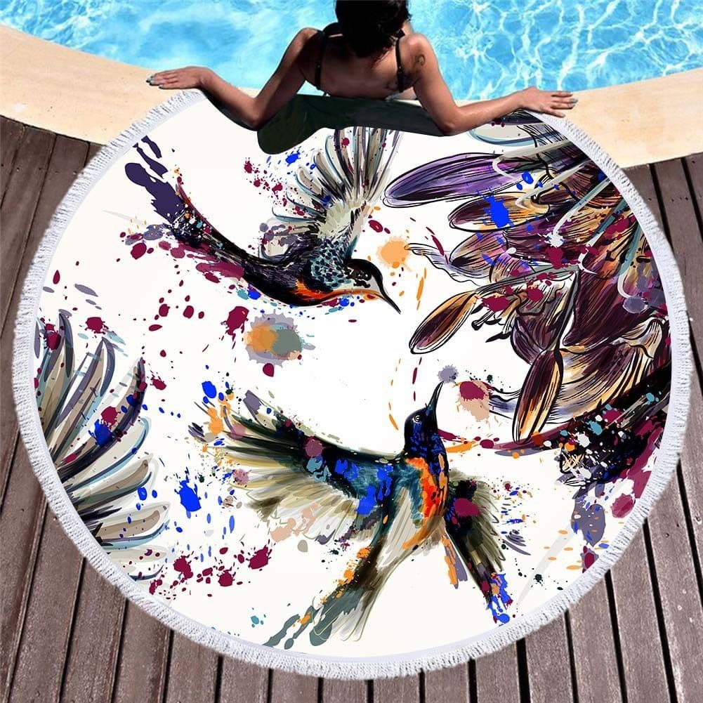 image-Round printed beach towel