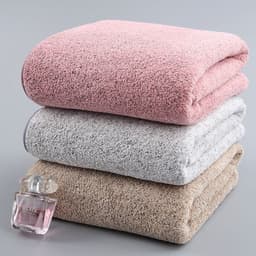 image-Bamboo charcoal solid color household bath towel for adults
