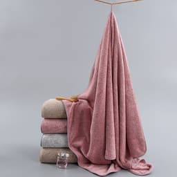 image-Bamboo charcoal solid color household bath towel for adults