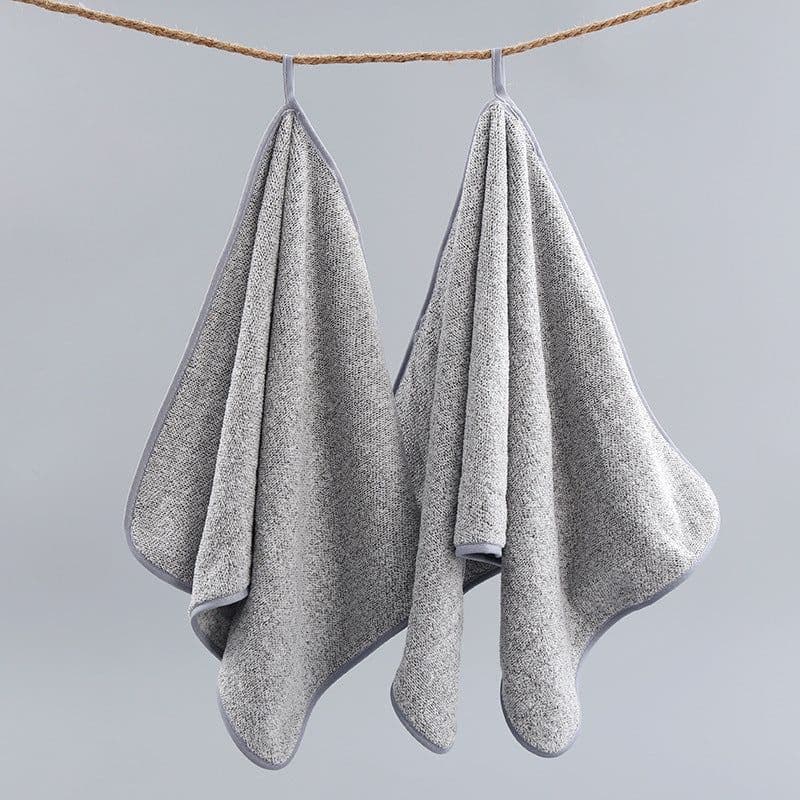 image-Bamboo charcoal solid color household bath towel for adults