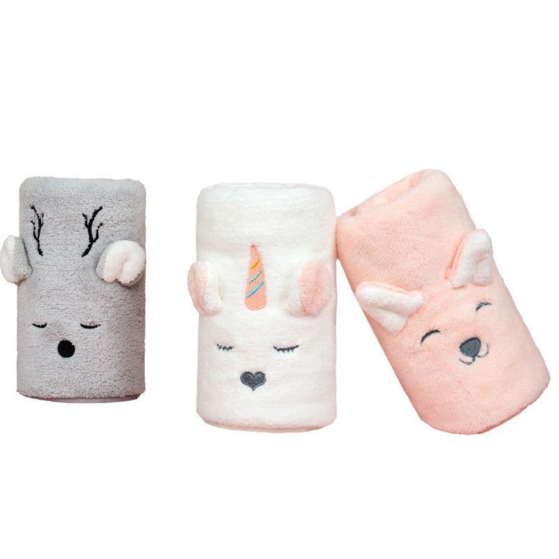 image-Coral Fleece Cute Cartoon Children Face Towel