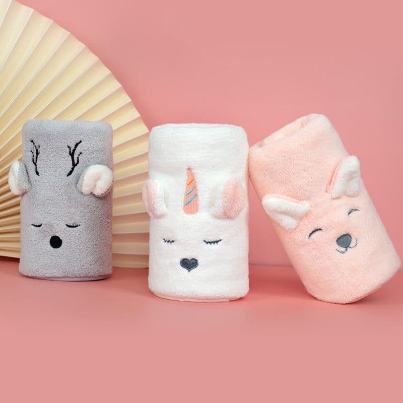 image-Coral Fleece Cute Cartoon Children Face Towel