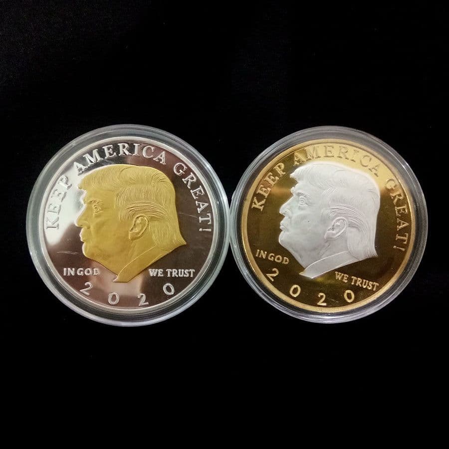 image-Silver plated and gold-plated two-color trump commemorative coins